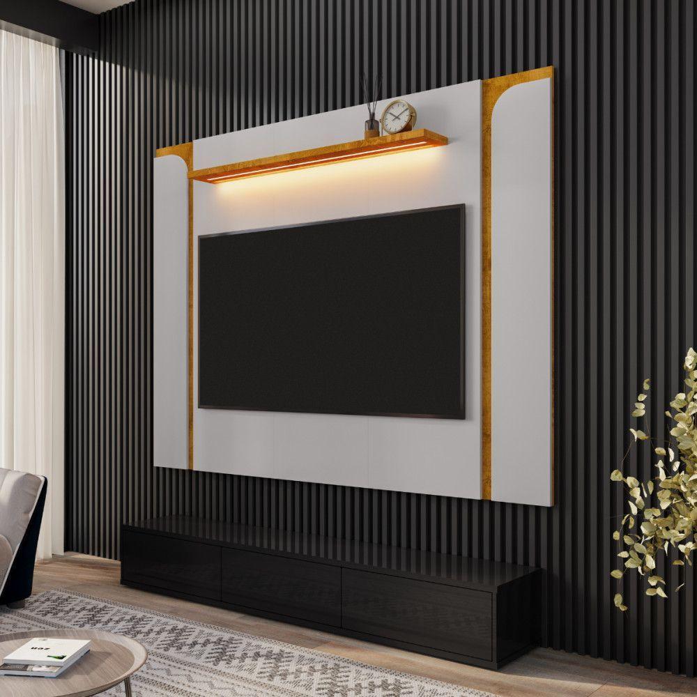 Painel Para Tv Até 75 Polegadas Maresias Naturalle Off White Naturalle Com Off White - 2
