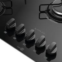 Cooktop 5 Bocas Preto Mesa De Vidro Atlas Agile Up Mega Chama Bivolt