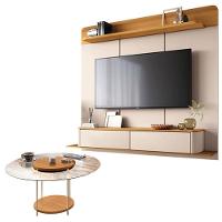 Home Suspenso Galax Cinamomo Off White E Mesa De Centro Sky Com Tampo De Vidro Cinamomo- Hb Móveis - 1