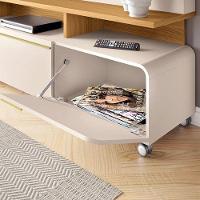 Estante Home Theater Artís Off White Cinamomo E Mesa De Centro Sky Com Tampo De Vidro Cinamomo - Hb Móveis - 3