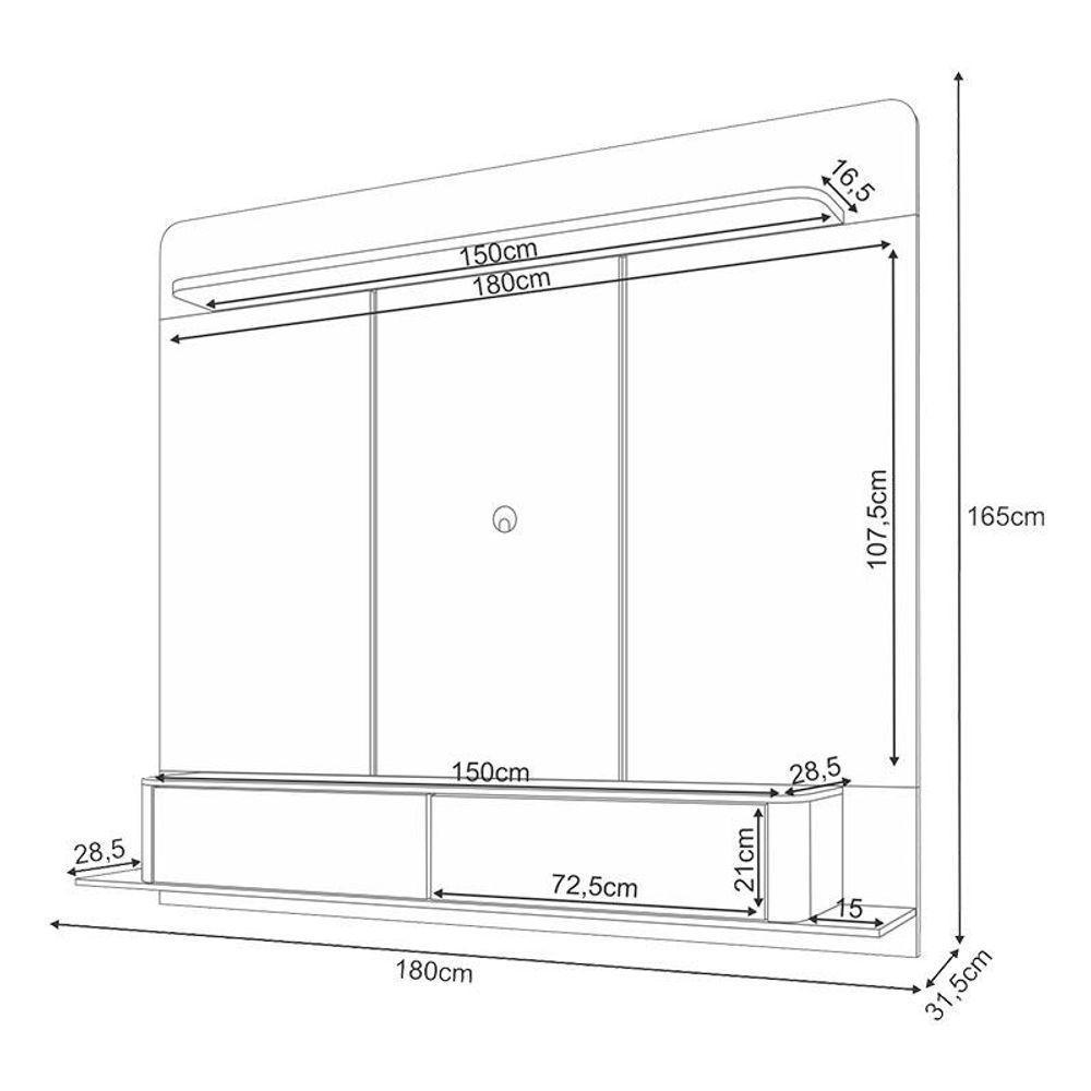 Home Suspenso Galax Cinamomo Off White E Aparador Infinity E Kit Mesa De Centro Sky Off White- Hb Móveis - 3