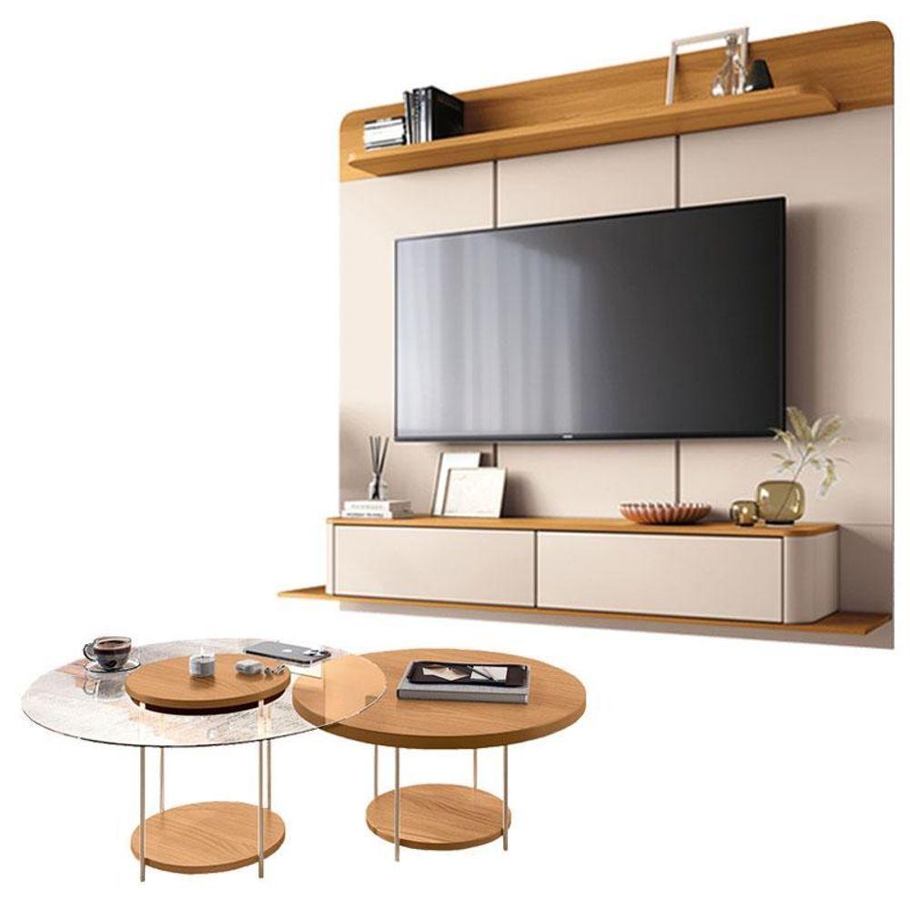 Home Suspenso Galax Cinamomo Off White E Kit Mesa De Centro Sky Cinamomo- Hb Móveis - 1