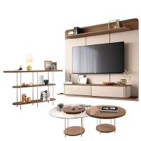 Home Suspenso Galax Castanho Off White E Aparador Infinity E Kit Mesa De Centro Sky Castanho- Hb Móveis - 1