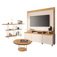 Estante Home Theater Quantum Off White Cinamomo E Aparador Infinity E Mesa De Centro Sky Cinamomo- Hb Móveis - 1