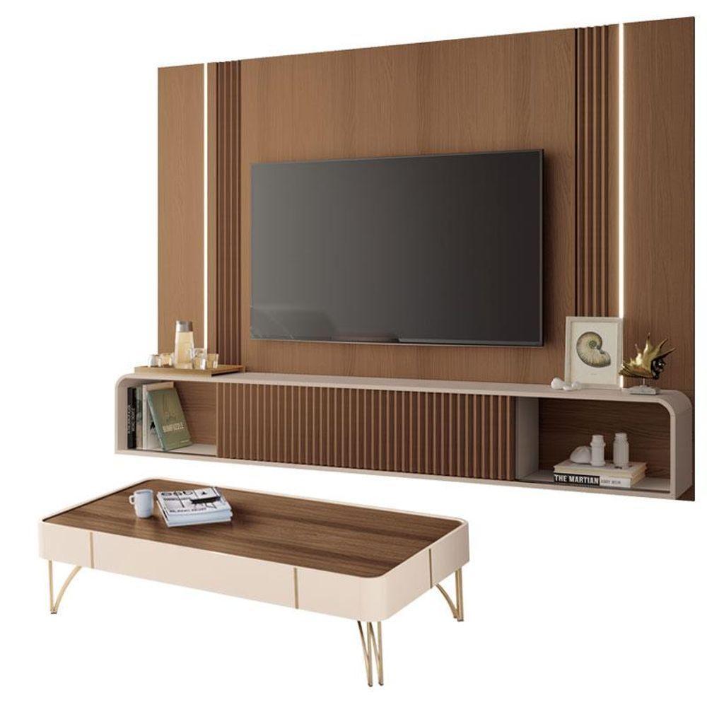 Home Suspenso Empire E Mesa De Centro Cadenza Castanho Off White - Hb Móveis - 1