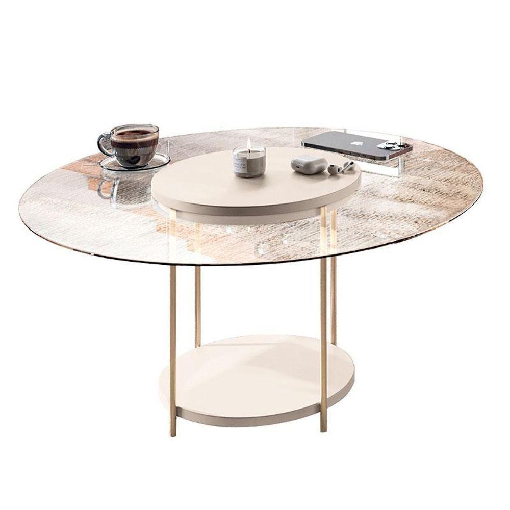 Estante Home Theater Nobre Off White Cinamomo E Mesa De Centro Sky Com Tampo De Vidro Off White- Hb Móveis - 5