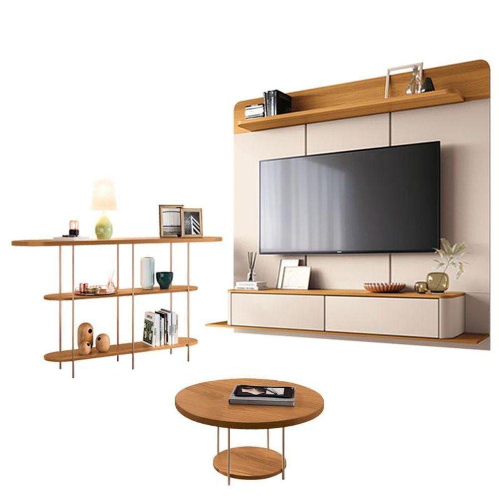 Home Suspenso Galax Cinamomo Off White E Aparador Infinity E Mesa De Centro Sky Cinamomo- Hb Móveis - 1