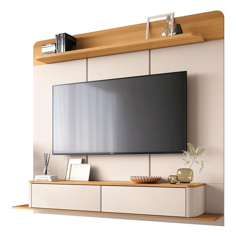 Home Suspenso Galax Cinamomo Off White E Aparador Infinity E Mesa De Centro Sky Com Tampo De Vidro Cinamomo- Hb Móveis - 2