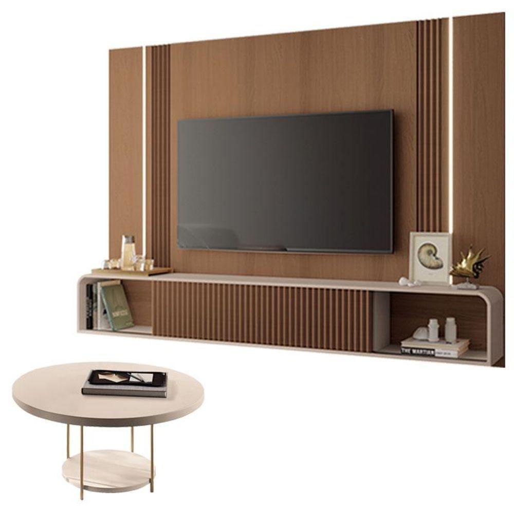 Home Suspenso Empire Castanho Off White E Mesa De Centro Sky Off White- Hb Móveis - 1