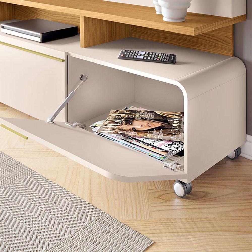 Estante Home Theater Artís Off White Cinamomo E Mesa De Centro Sky Com Tampo De Vidro Off White - Hb Móveis - 3