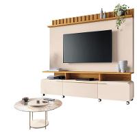 Estante Home Theater Artís Off White Cinamomo E Mesa De Centro Sky Com Tampo De Vidro Off White - Hb Móveis - 1