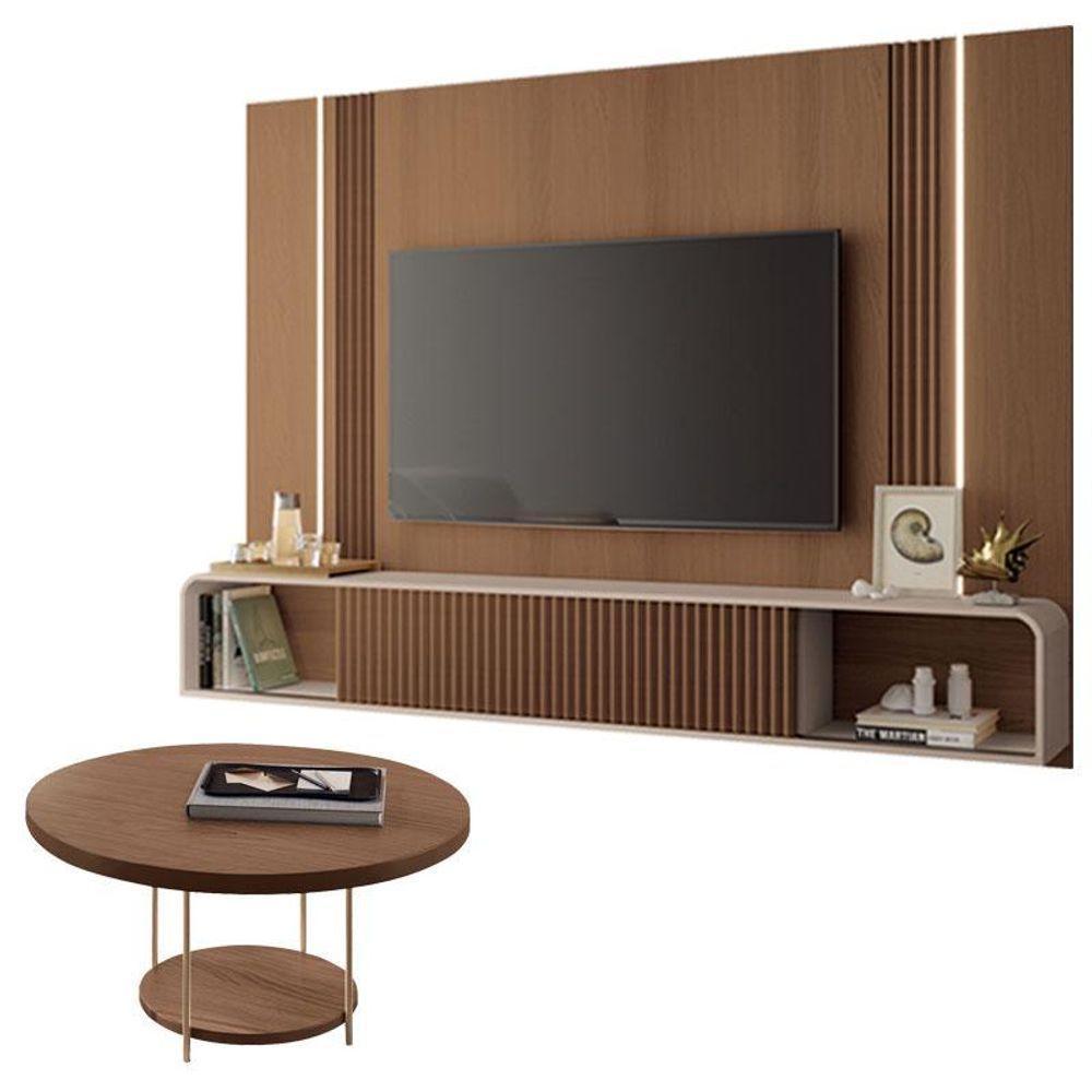 Home Suspenso Empire Castanho Off White E Mesa De Centro Sky Castanho- Hb Móveis - 1