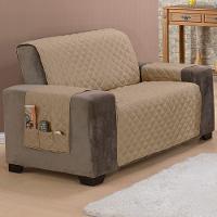 Protetor De Sofá King 2 Lugares Classic 100% Poliéster - Cáqui - 5