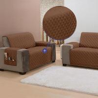 Protetor De Sofá King 2 Lugares Classic 100% Poliéster - Marrom - 3