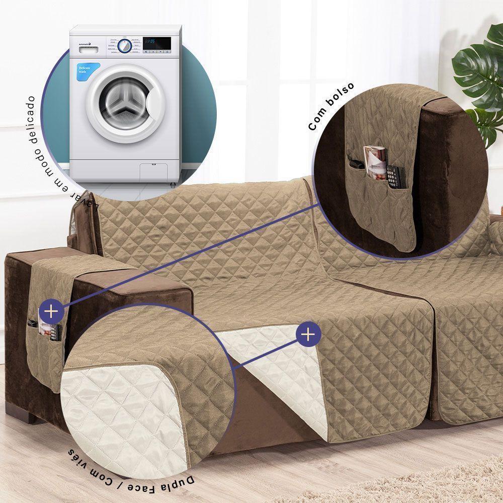 Protetor De Sofá Assento 2,40m Retrátil Mr100% Poliéster - Palha-cáqui - 2