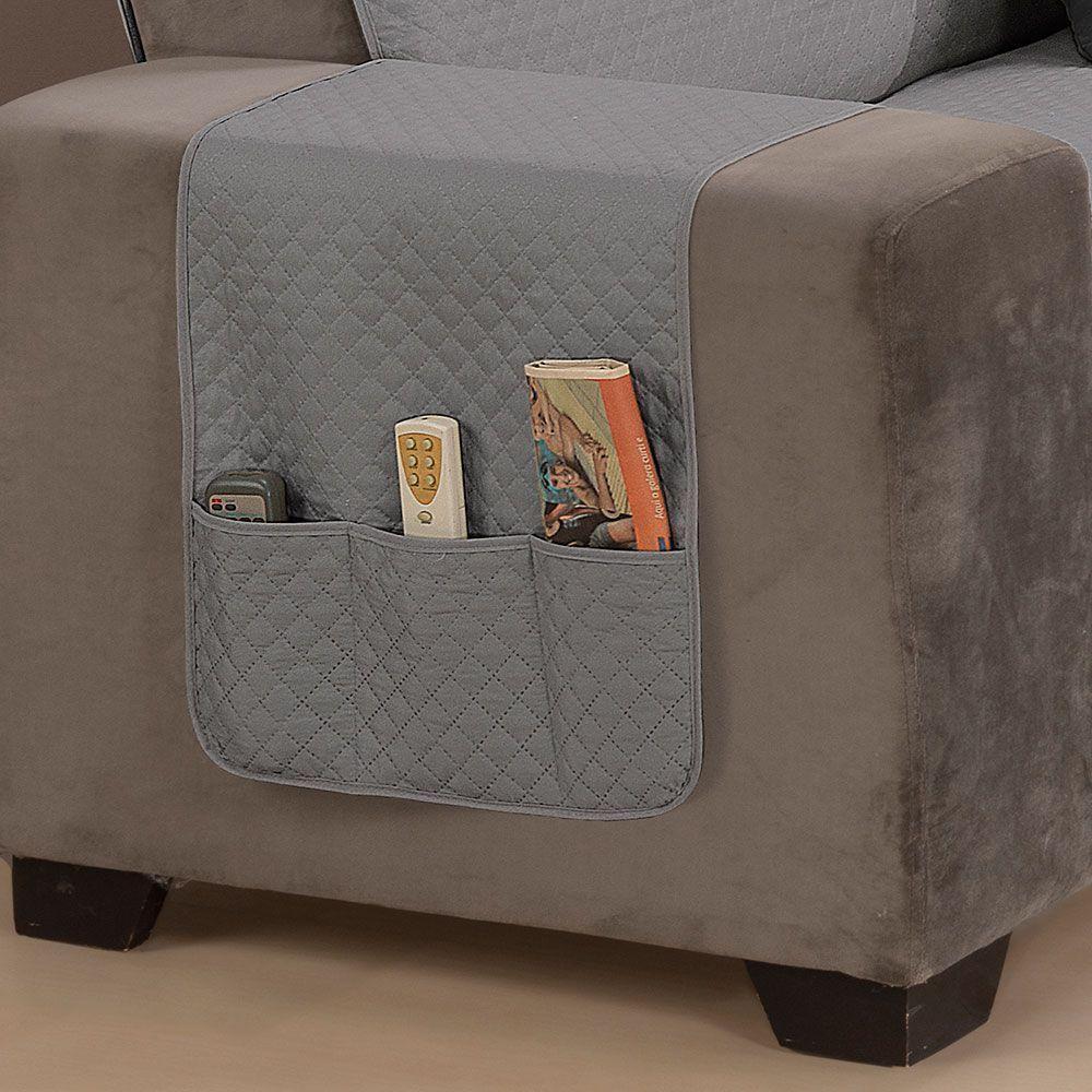 Protetor De Sofá Padrão 2 E 3 Lugares Lugares Classic 100% Poliéster - Cinza - 3