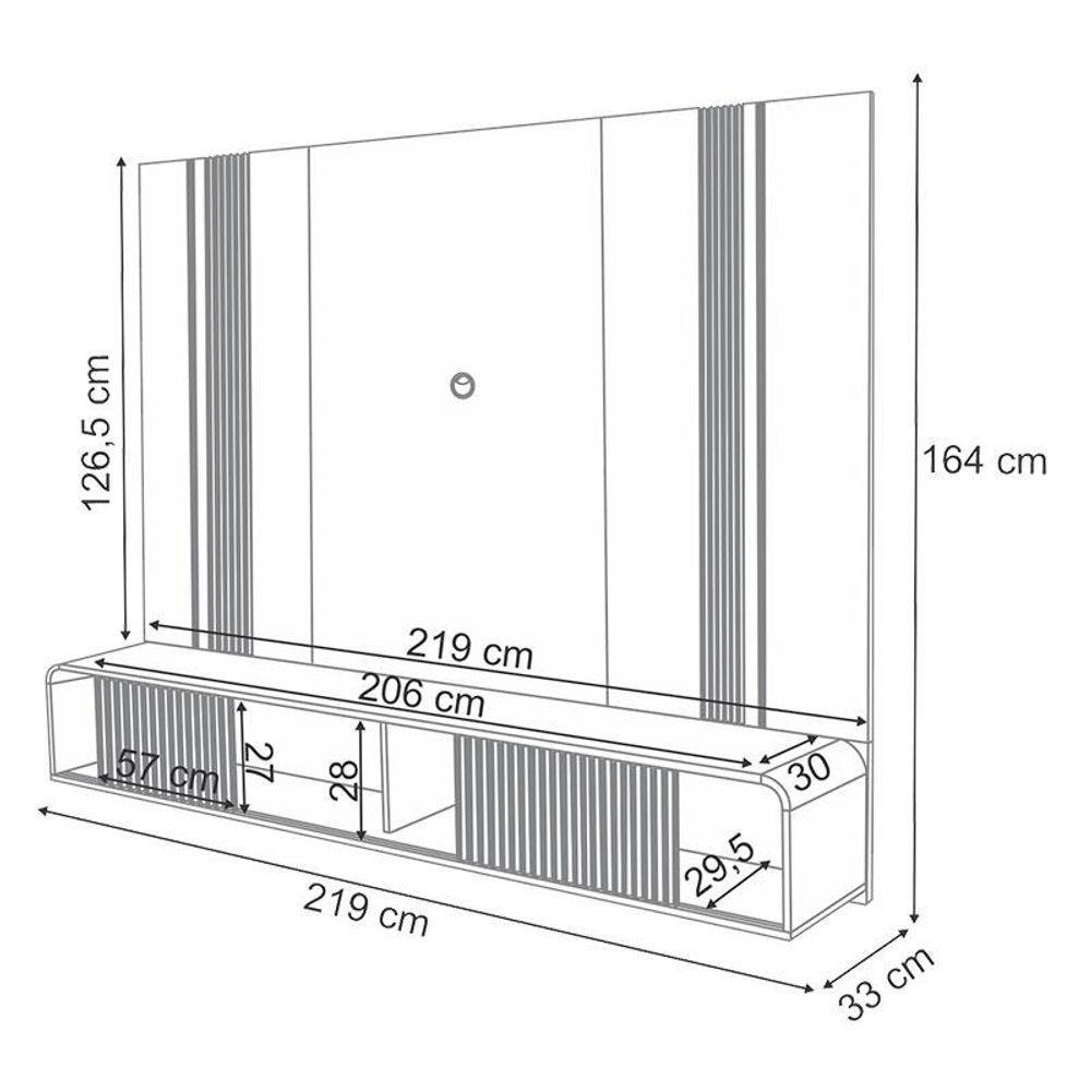 Home Suspenso Empire Castanho Off White E Aparador Infinity E Kit Mesa De Centro Sky Off White- Hb Móveis - 3