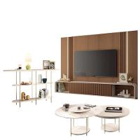 Home Suspenso Empire Castanho Off White E Aparador Infinity E Kit Mesa De Centro Sky Off White- Hb Móveis - 1