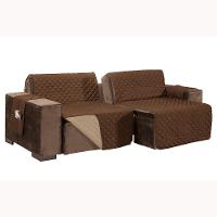 Protetor De Sofá Assento 2,40m Retrátil Mr100% Poliéster - Marrom-cáqui - 1