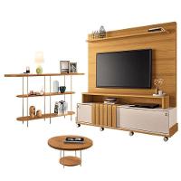 Estante Home Theater Bold Off White Cinamomo E Aparador Infinity E Mesa De Centro Sky Cinamomo - Hb Móveis - 1