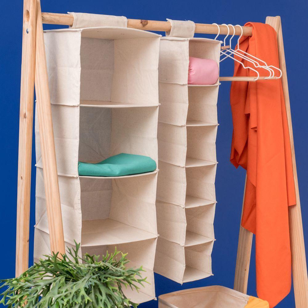 Organizador Dobrável De Armário Em Linho Com 4 Nichos Oikos - 4