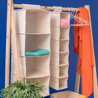 Organizador Dobrável De Armário Em Linho Com 4 Nichos Oikos