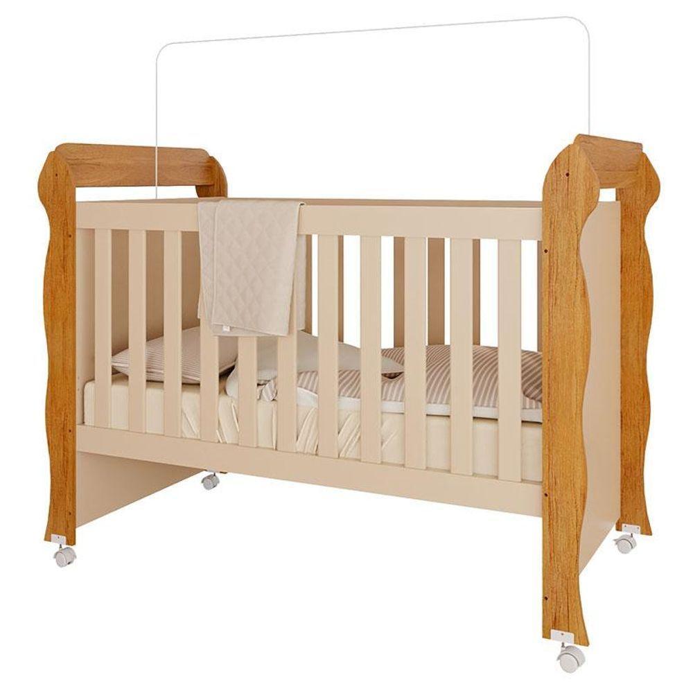 Berço Americano Mirelle E Cômoda Infantil Ariel Com Porta Off White Bétula Com Colchão Gazin- Carolina Baby - 2