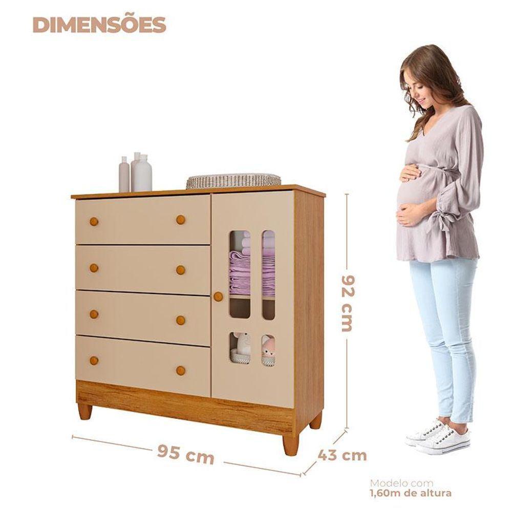 Berço Americano Mirelle E Cômoda Infantil Ariel Com Porta Off White Bétula Com Colchão Gazin- Carolina Baby - 8