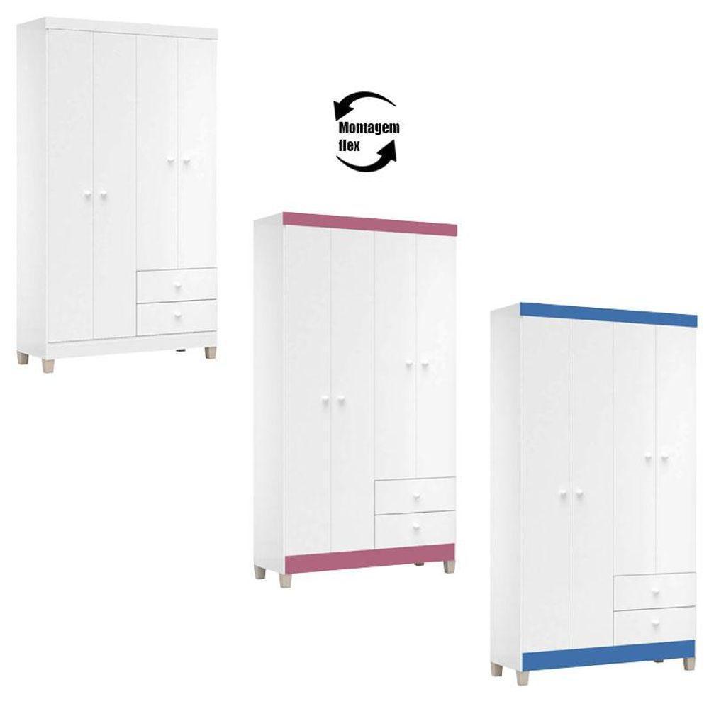 Berço Americano Mirelle Com Colchão Para Berço Americano E Guarda Roupa Ternura Baby 4 Portas Branco Flex - Incorplac - 5