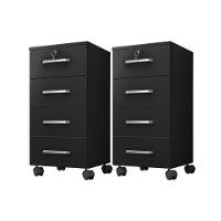 Kit 2 Gaveteiros Para Escritório Gávea Com Chave Preto Fosco - Móveis Leão - 1