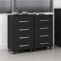 Kit 2 Gaveteiros Para Escritório Gávea Com Chave Preto Fosco - Móveis Leão - 4