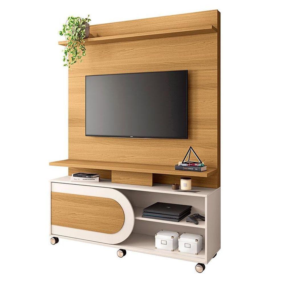 Estante Home Theater òrbis Cinamomo Off White E Mesa De Centro Sky Com Tampo De Vidro Off White- Hb Móveis - 2