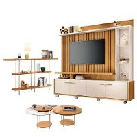 Estante Home Theater Titan Off White Cinamomo E Aparador Infinity E Kit Mesa De Centro Sky Cinamomo - Hb Móveis - 1