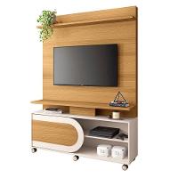 Estante Home Theater órbis Cinamomo Off White E Mesa De Centro Sky Com Tampo De Vidro Cinamomo- Hb Móveis - 2