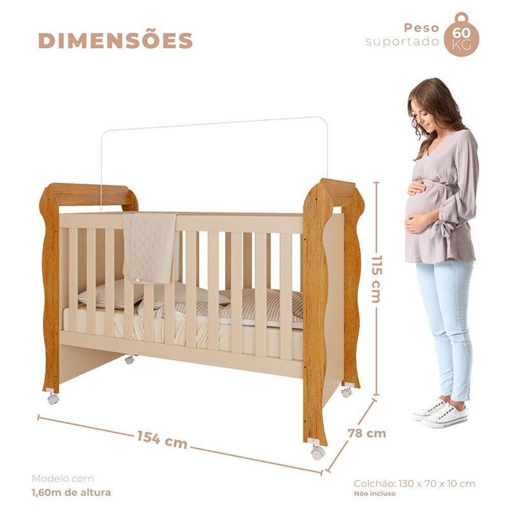 Berço Americano Mirelle E Guarda Roupa Infantil Ariel 4 Portas Off White Bétula Com Colchão Ortobom- Carolina Baby - 4