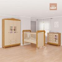 Quarto De Bebê Ariel 4 Portas Com Berço Americano Mirelle Off White Bétula- Carolina Baby - 3
