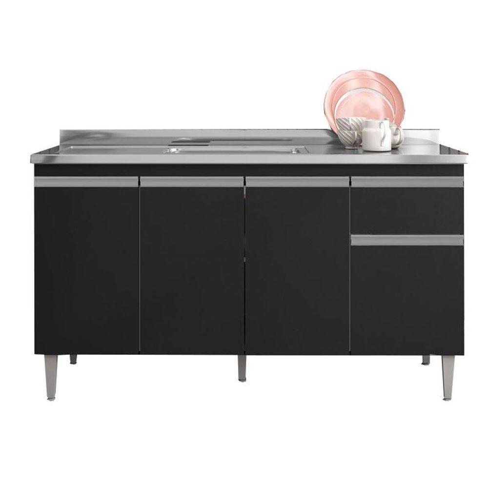 Balcão De Pia Tatiane 150 Cm Preto Fosco - Ajl - 1