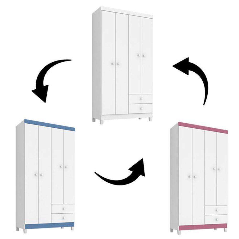 Mini Berço Moisés Alegria Com Colchão E Guarda Roupa Ternura Baby 4 Portas Branco Flex - Incorplac - 6