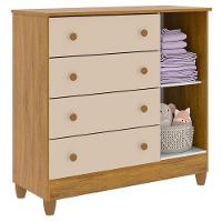 Quarto De Bebê Ariel 4 Portas Com Berço Americano Mirelle Off White Bétula Com Colchão Ortobom- Carolina Baby - 6