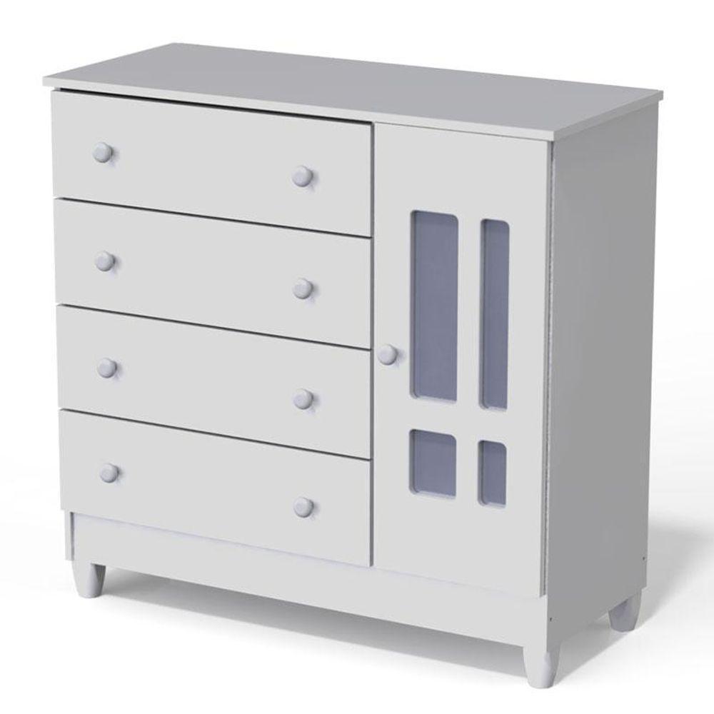 Quarto De Bebê Ariel 4 Portas E Berço Americano Mirelle Branco Brilho Com Colchão Ortobom - Carolina - 3