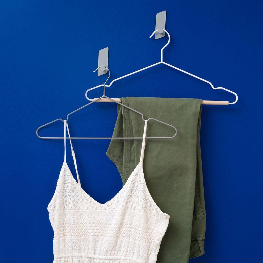 Kit 2 Ganchos De Metal Cinza Com Adesivo Oikos - 5