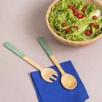Jogo De 2 Utensílios Para Salada Em Bambu 31cm Verde Oikos - 3