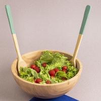 Jogo De 2 Utensílios Para Salada Em Bambu 31cm Verde Oikos