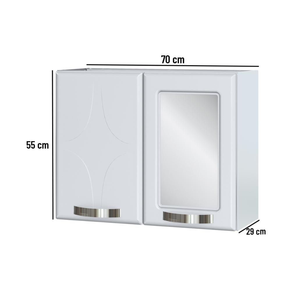 Armário De Banheiro Aéreo De Aço Com Espelho E 2 Portas Multimóveis Cr10142 Branco - 3