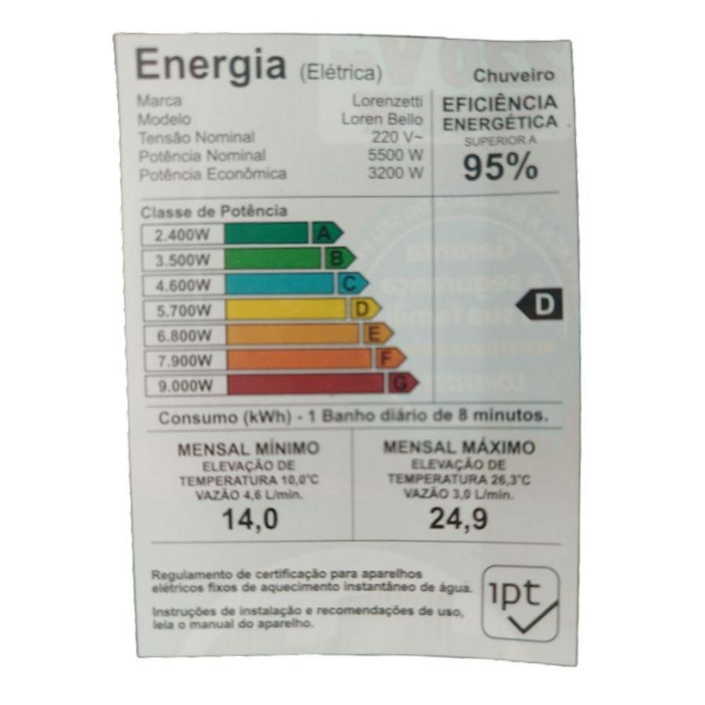 Chuveiro Loren Bello Ultra Com Cano Lorenzetti Azul 6800w 220V - 4