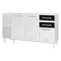 Balcão De Cozinha De Aço Gabinete Para Pia 3 Portas 2 Gavetas 150cm Multimóveis Cr20355 Branco-preto - 2