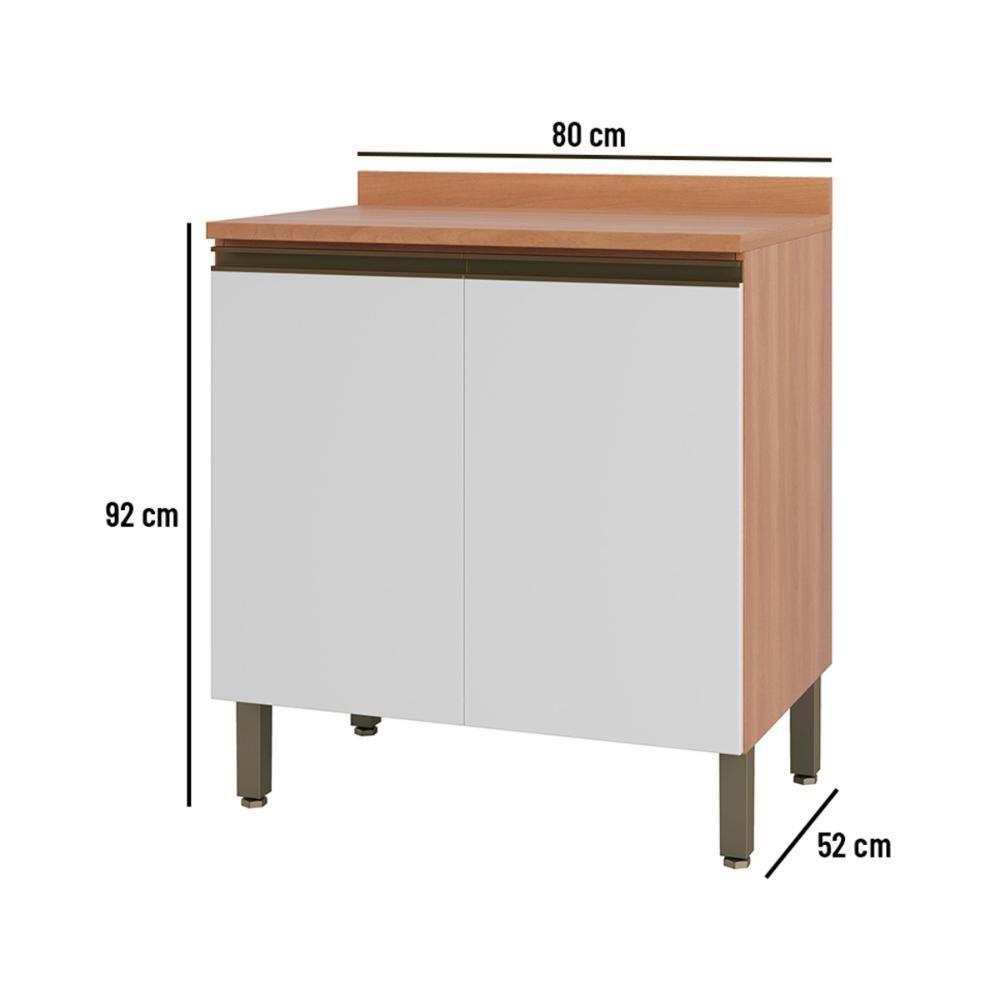 Balcão De Cozinha Com Tampo Para Cooktop E 2 Portas 80cm Multimóveis Cr20396 Freijó-branco - 2