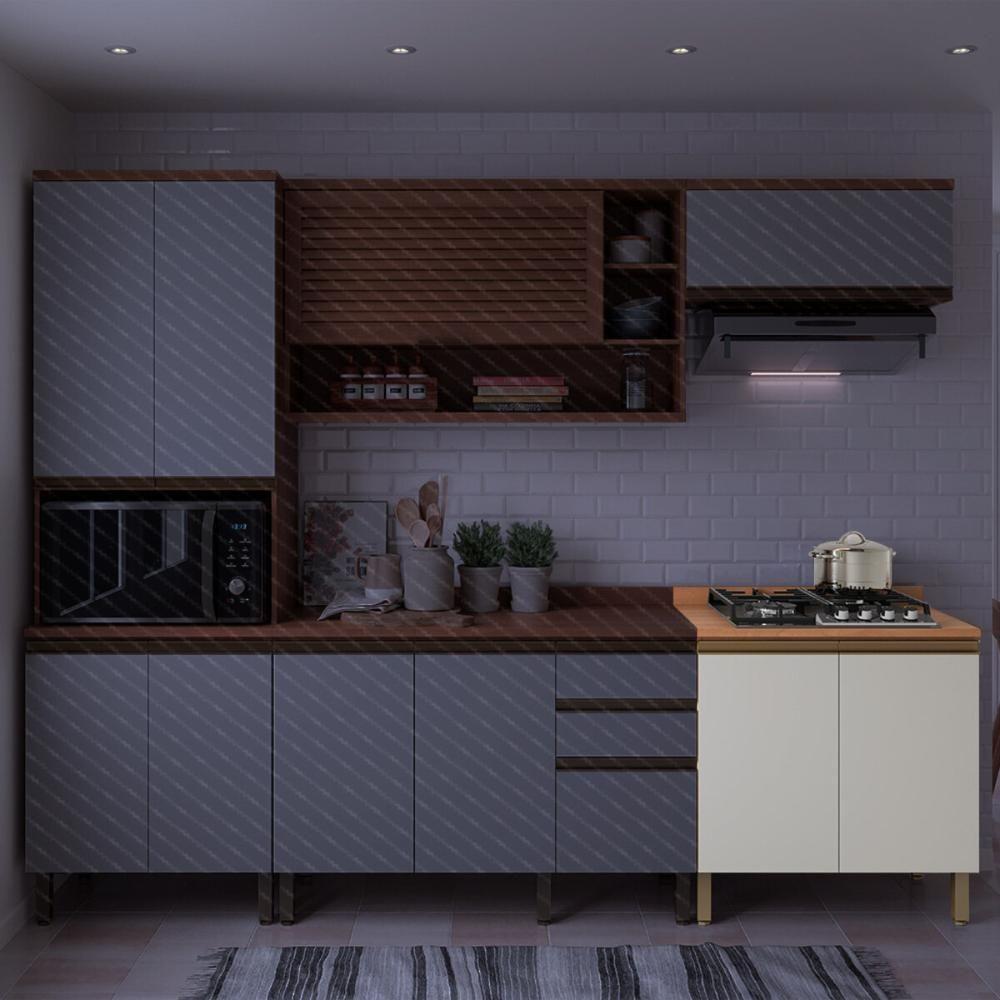 Balcão De Cozinha Com Tampo Para Cooktop E 2 Portas 80cm Multimóveis Cr20396 Freijó-branco - 7