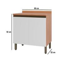 Balcão De Cozinha Com Tampo Para Cooktop E 2 Portas 80cm Multimóveis Cr20396 Freijó-branco - 2