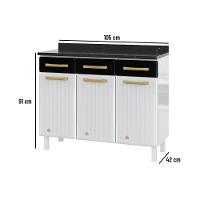 Balcão De Cozinha De Aço Com Tampo 3 Portas E 3 Gavetas 105cm Multimóveis Cr20360 Branco-preto - 2